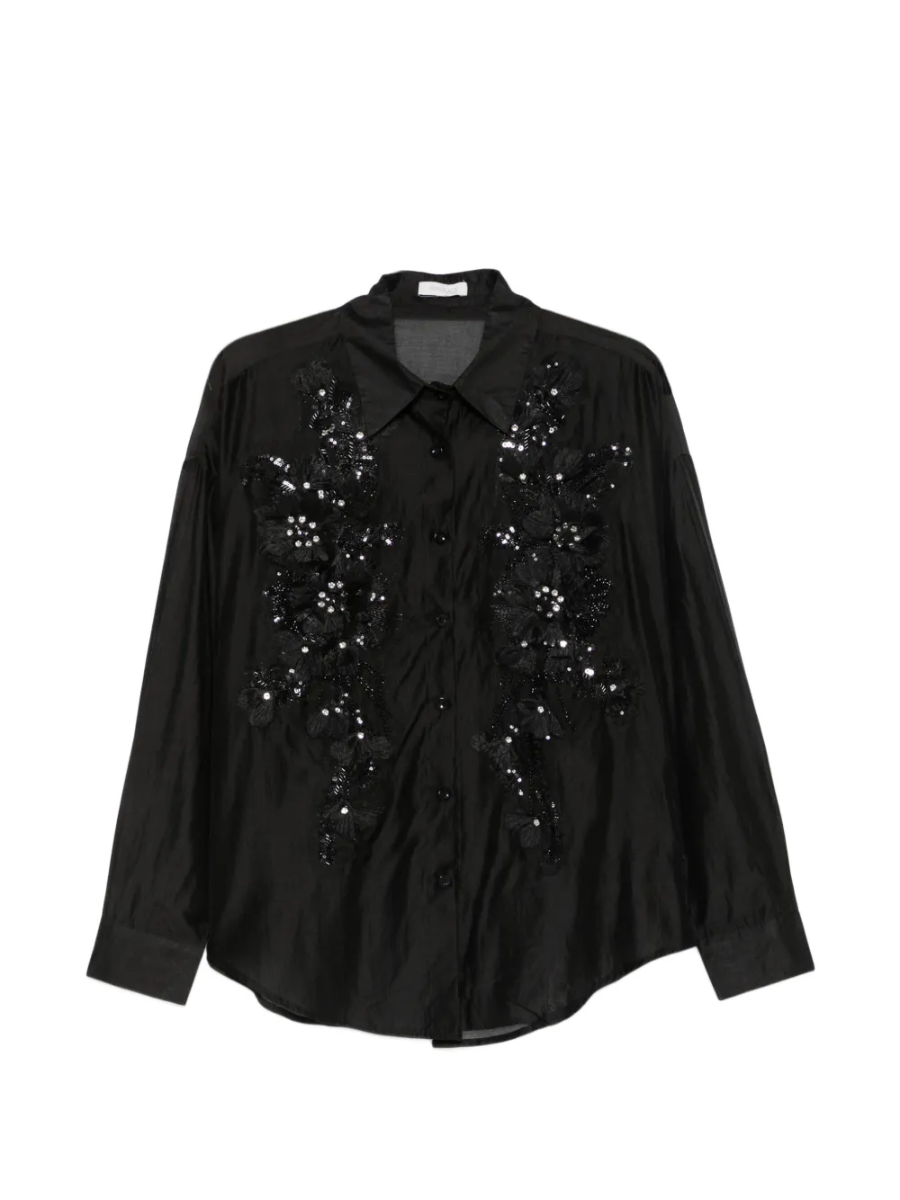 Paper Lace sequin-embellished floral-appliqué shirt - Nero
