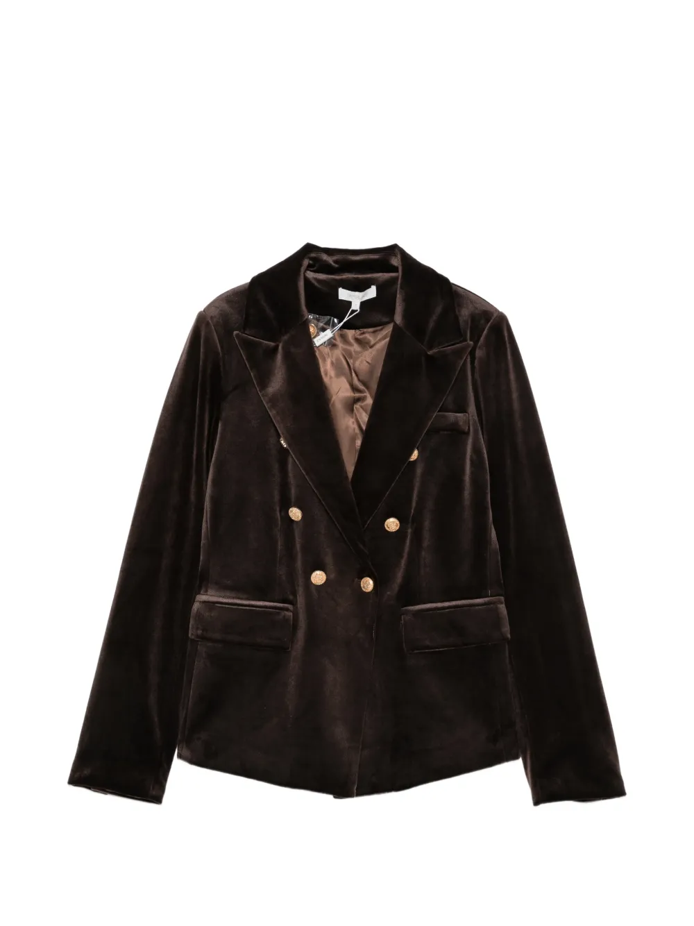 Paper Lace double-breasted velvet jacket - Marrone