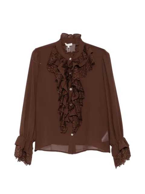 Paper Lace ruffled lace-trim shirt