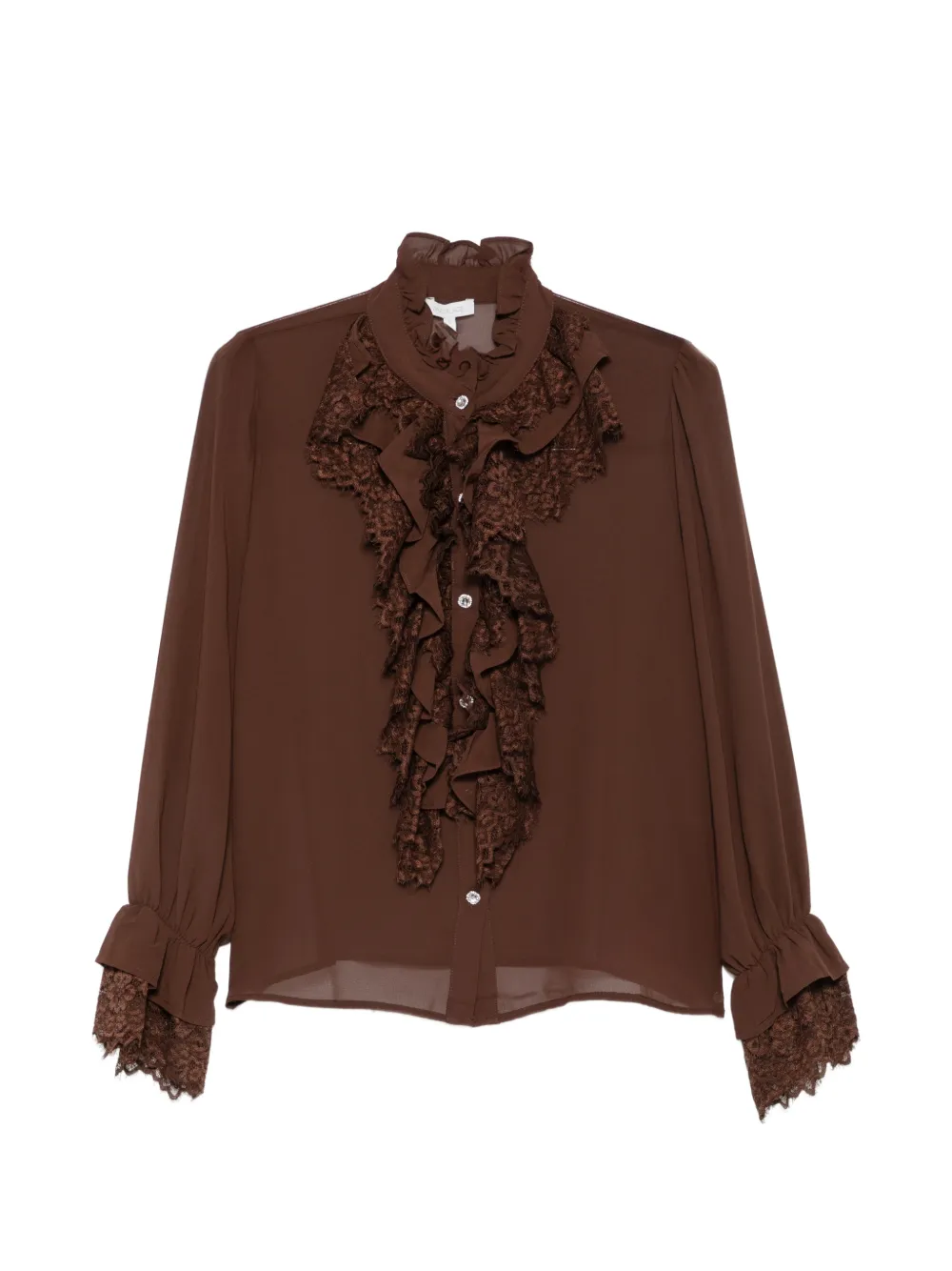 Paper Lace ruffled lace-trim shirt - Marrone