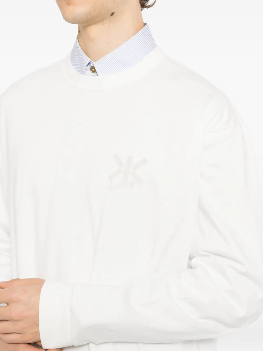 Kenzo Double-K T-shirt met borduurwerk en lange mouwen Wit