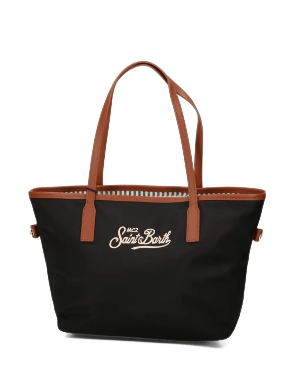 MC2 Saint Barth City logo-embroidered contrast-trim tote bag Zwart
