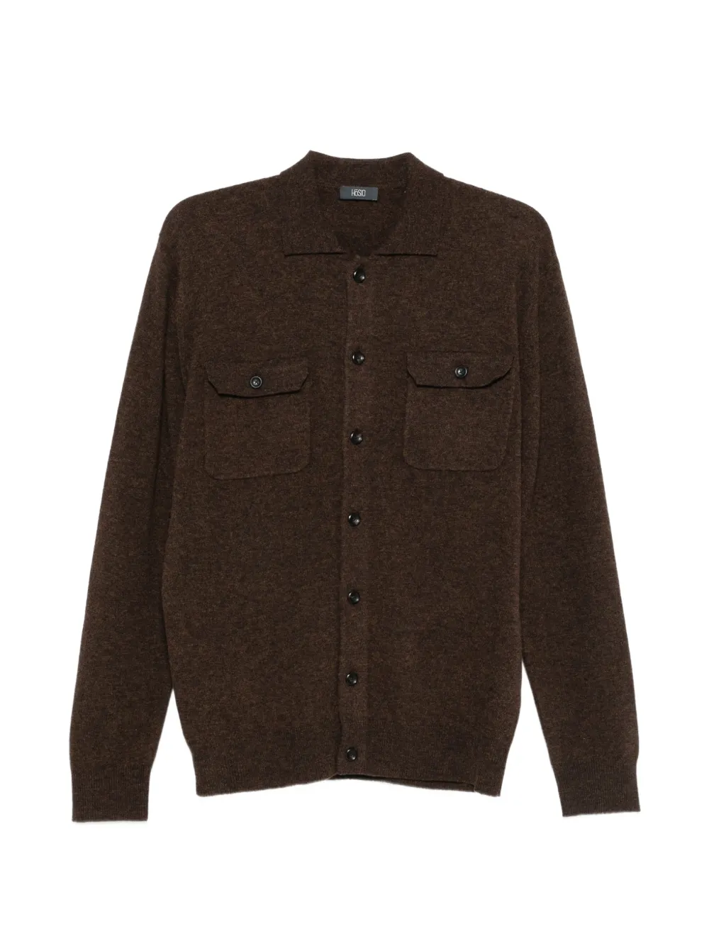 Hōsio Button-up Chest-pocket Cardigan In Brown