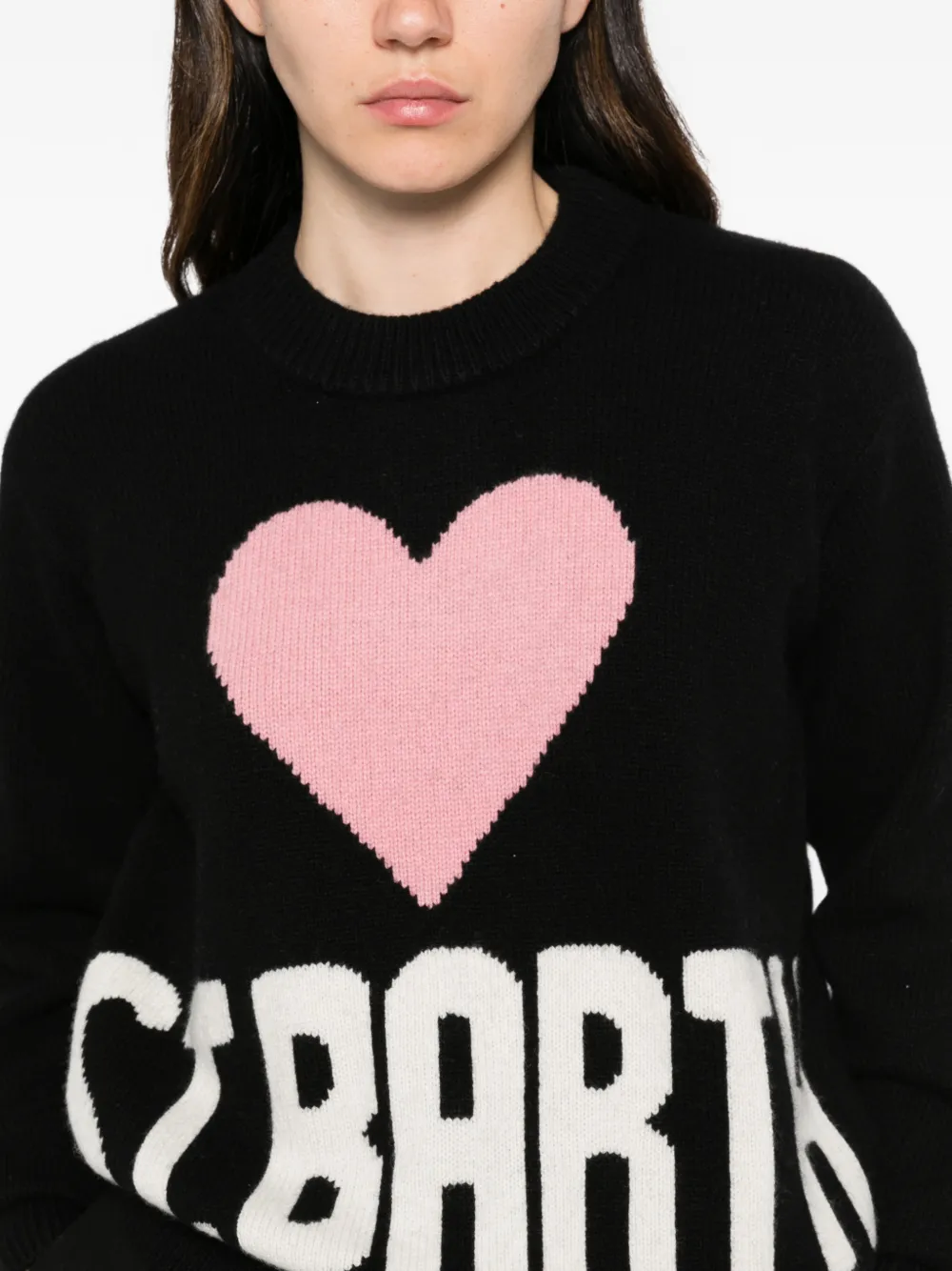 MC2 Saint Barth Kyla heart-intarsia logo-knit sweater Zwart