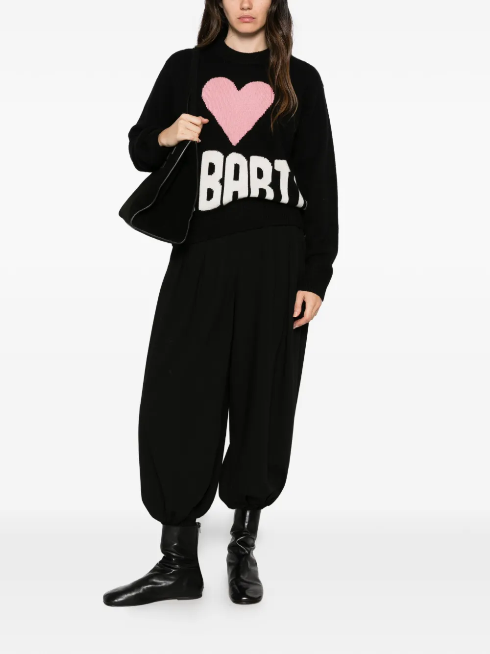 MC2 Saint Barth Kyla heart-intarsia logo-knit sweater Zwart