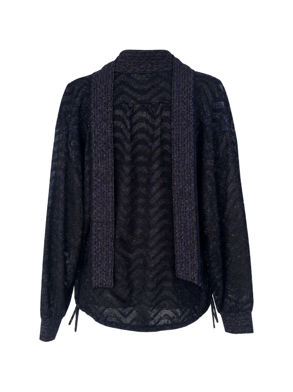 Missoni Trui met zigzag-patroon en strikkraag Blauw