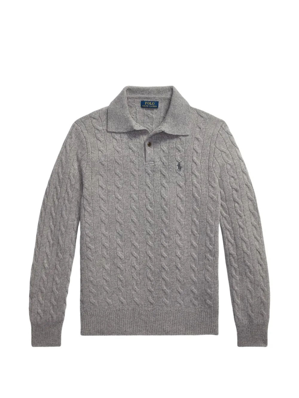 Polo Ralph Lauren pull en maille torsadée de cachemire et laine - Gris Polo Ralph Lauren pull en maille torsadée de cachemire et laine - Gris