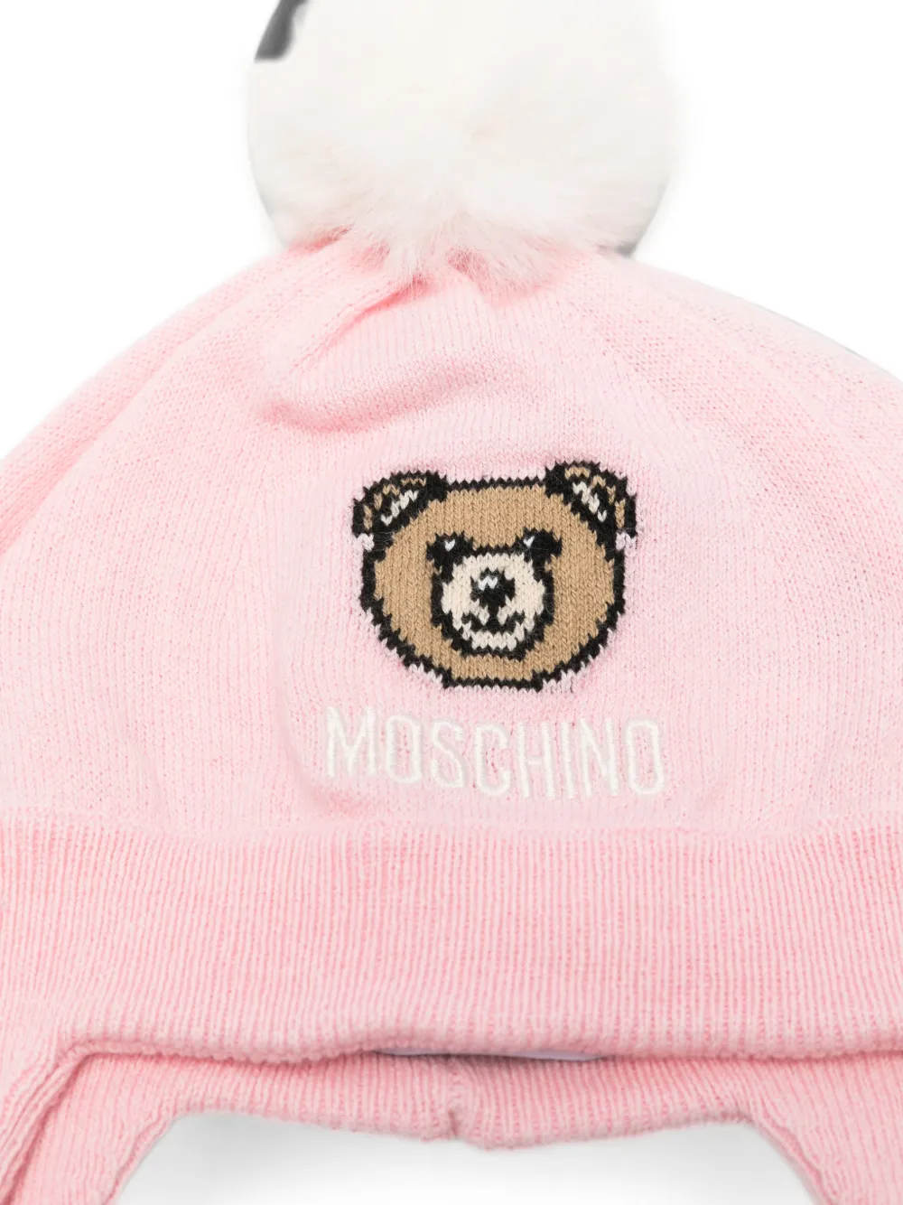 Moschino Kids Teddy Bear muts met pompon Roze