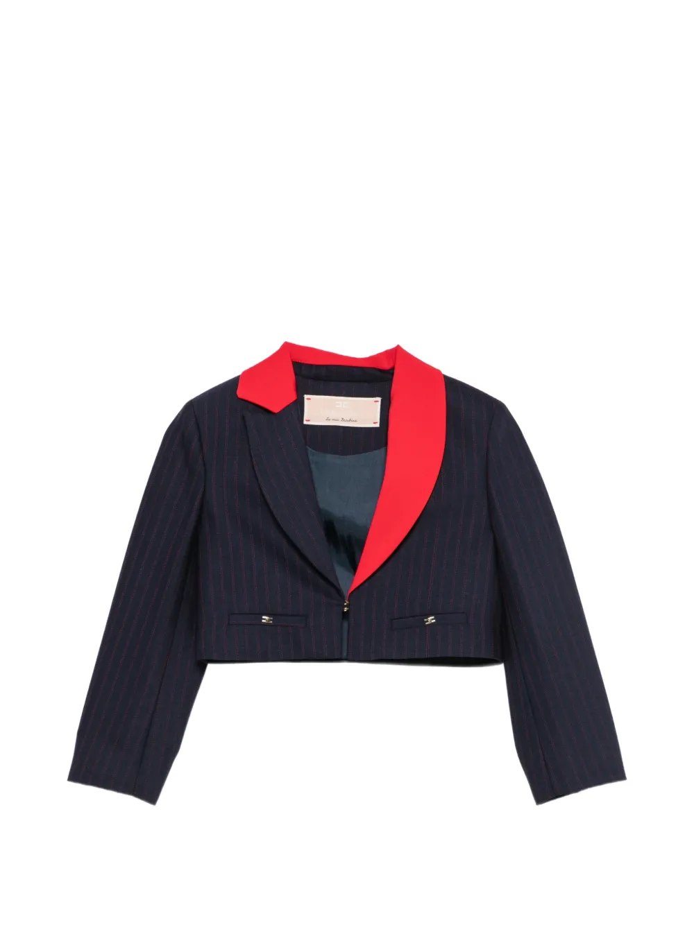 Elisabetta Franchi La Mia Bambina pinstripe cropped jacket - Blu