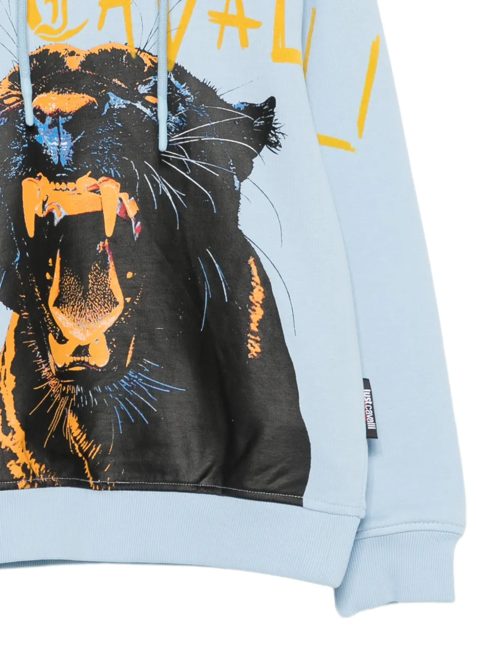 Just Cavalli Kids Hoodie met panter-print en logo-print Blauw