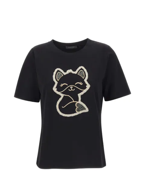 ELENA MIRÒ fox-embroidery sequin-embellished T-shirt