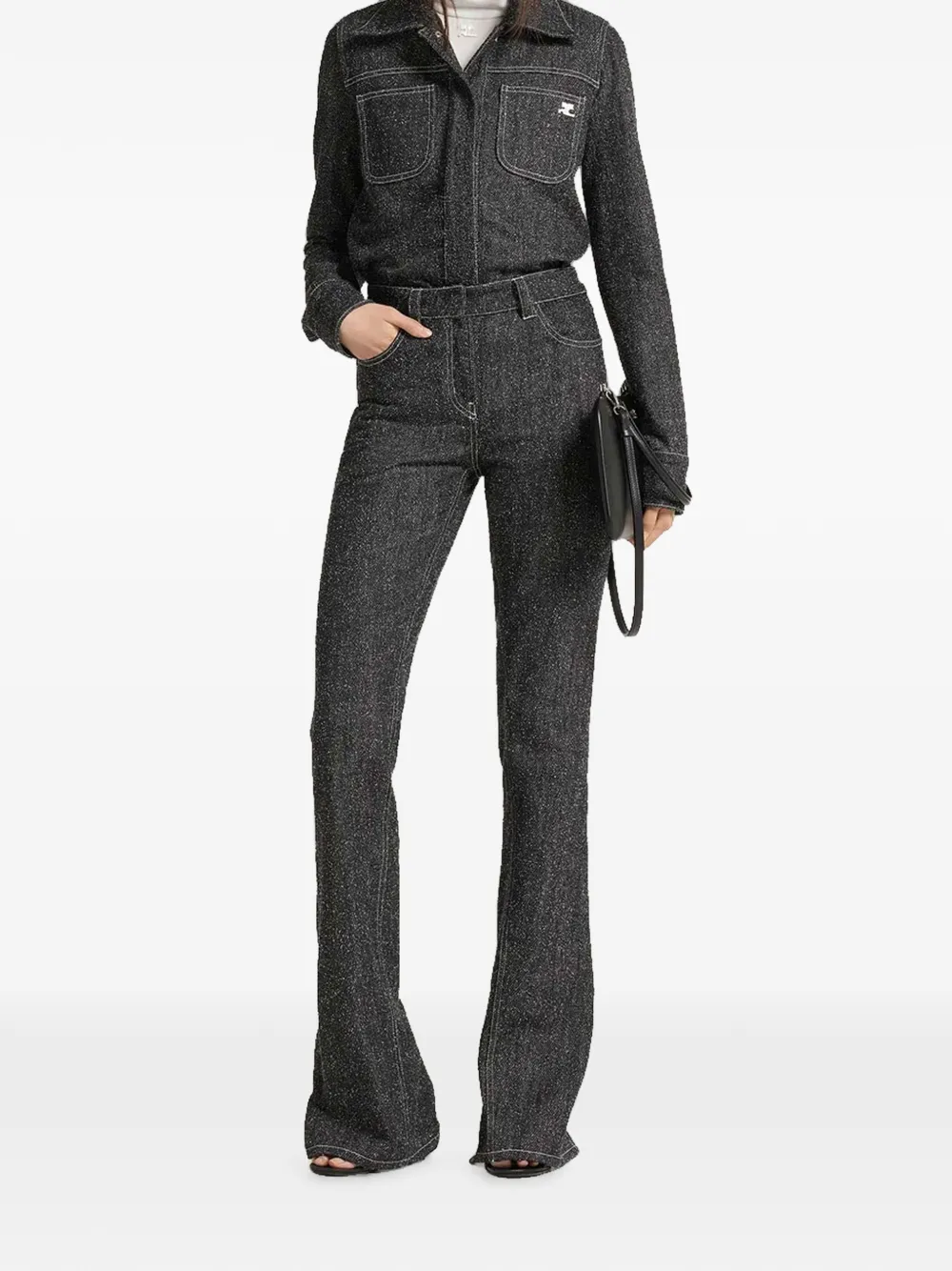 Courrèges Tweed jeans met drukknopen Grijs