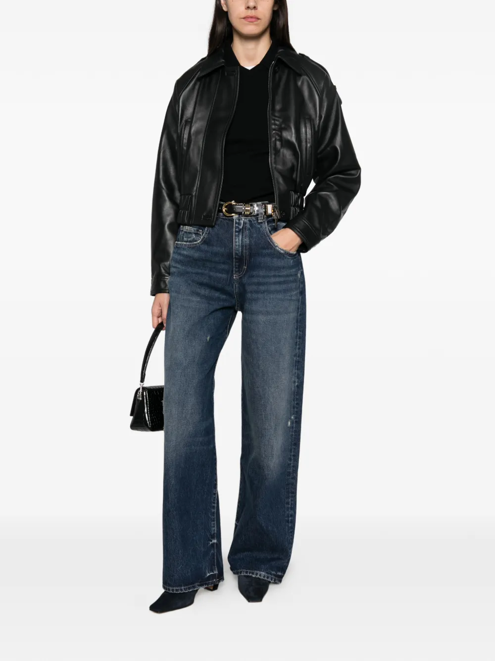 ICON DENIM Bea gerafelde jeans met wijde pijpen Blauw