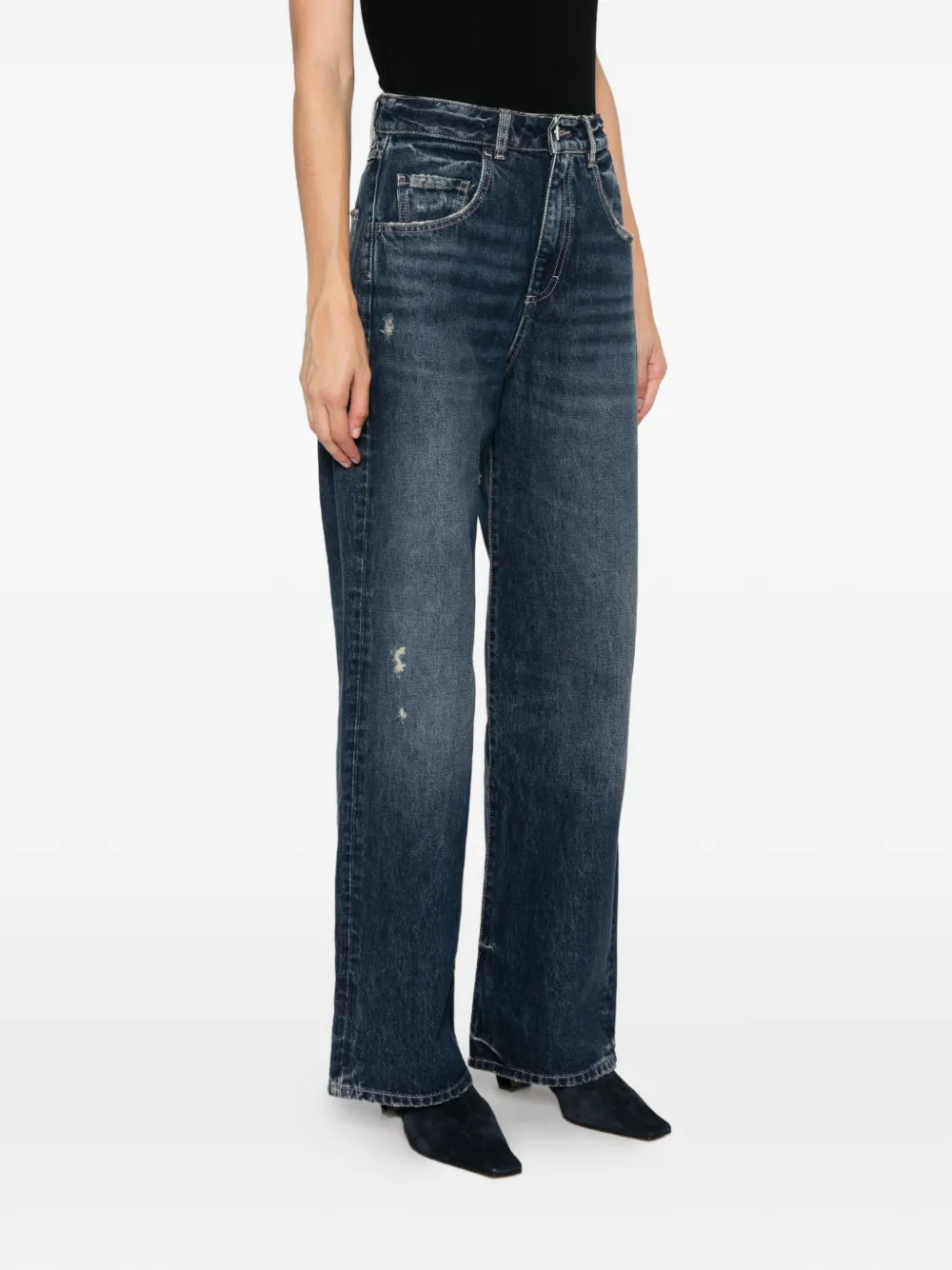 ICON DENIM Bea gerafelde jeans met wijde pijpen Blauw