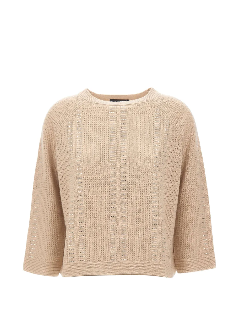 Elena Miro' Rhinestone-embellished Open-knit Sweater In Neutral