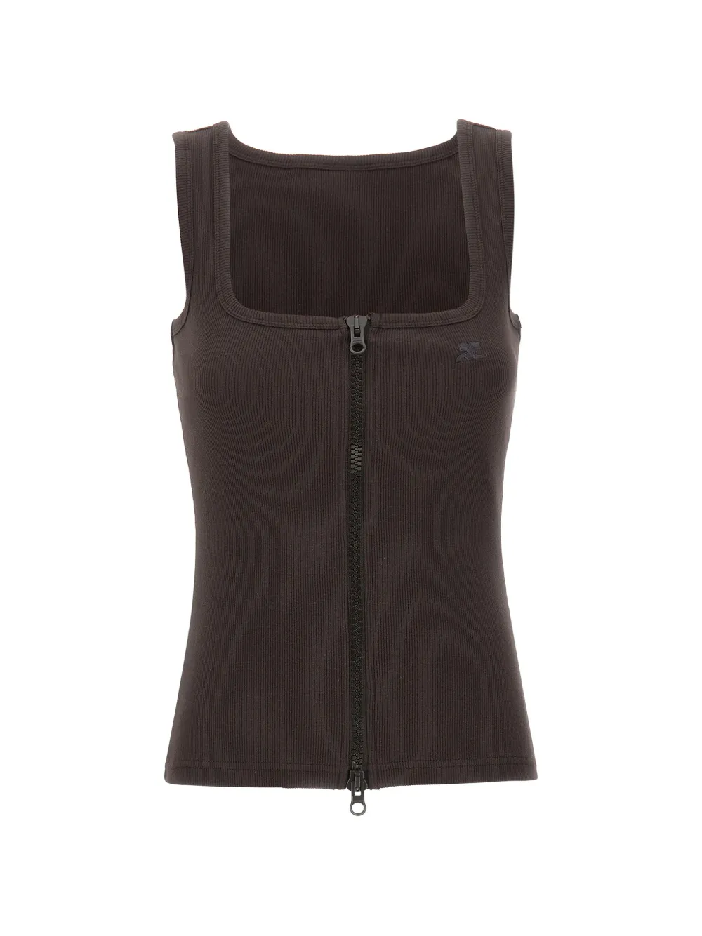 Courrèges 90s geribbelde katoenen tanktop Bruin