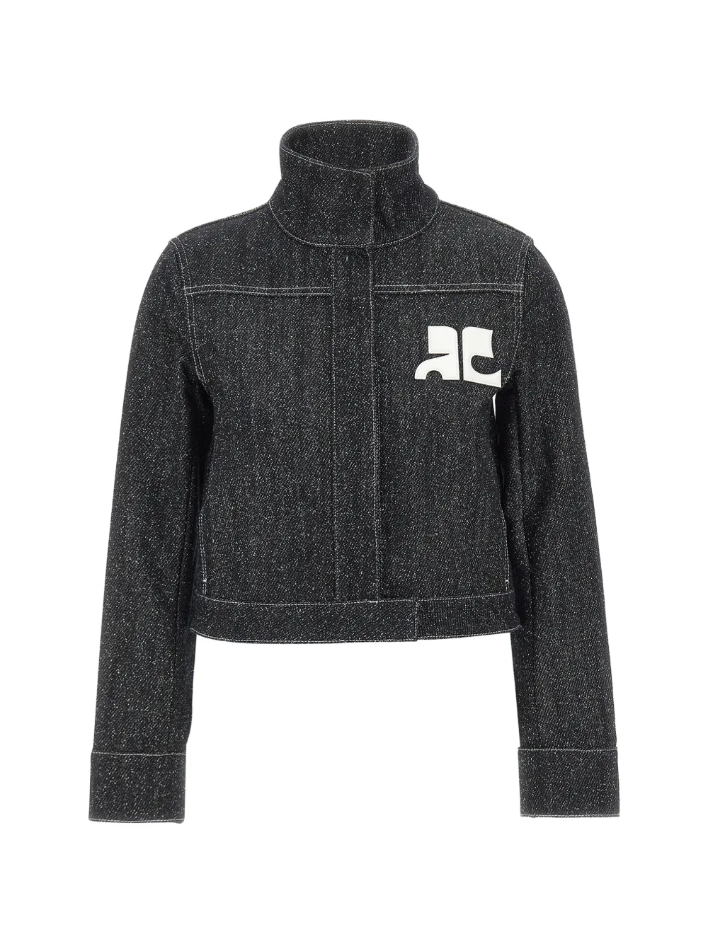 Courrèges logo-appliqué denim tweed jacket