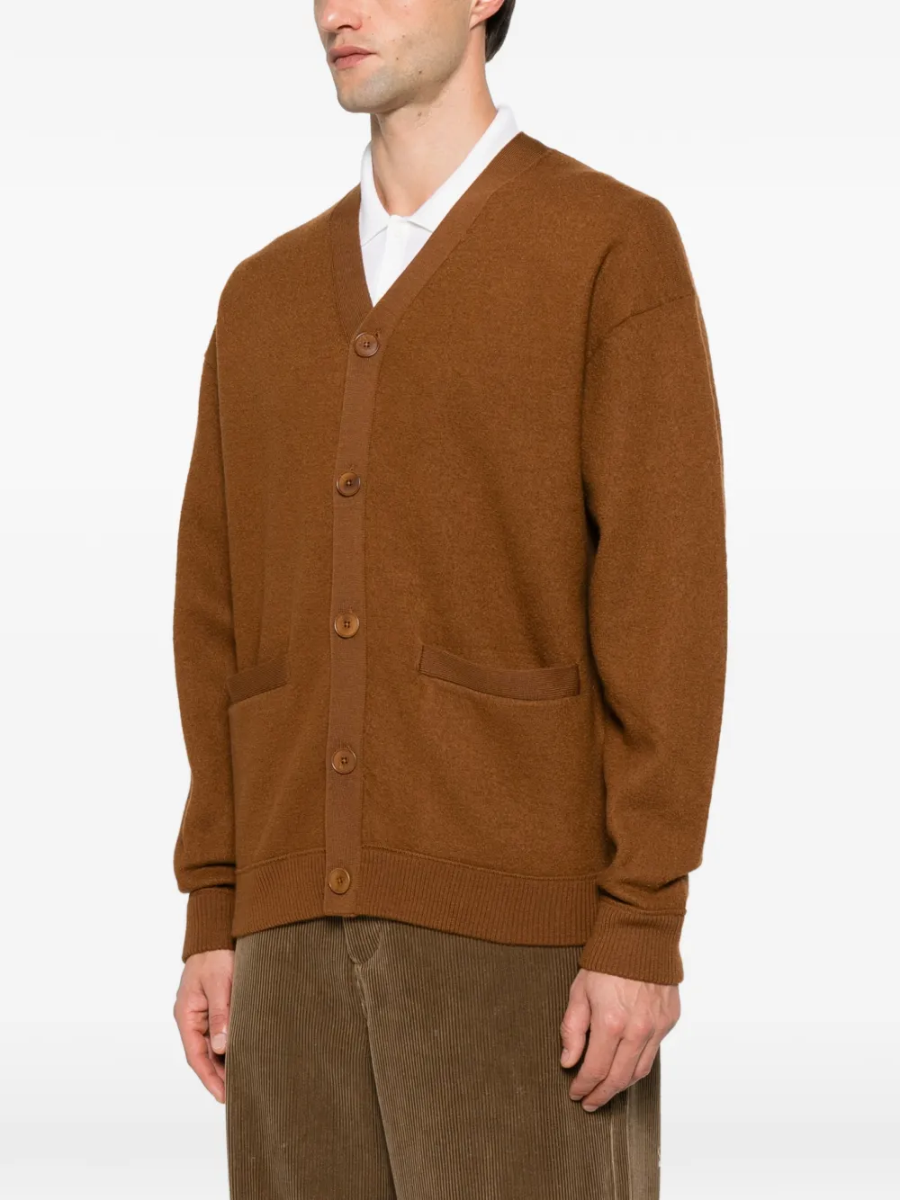Drykorn Tello V-neck button-up cardigan Bruin