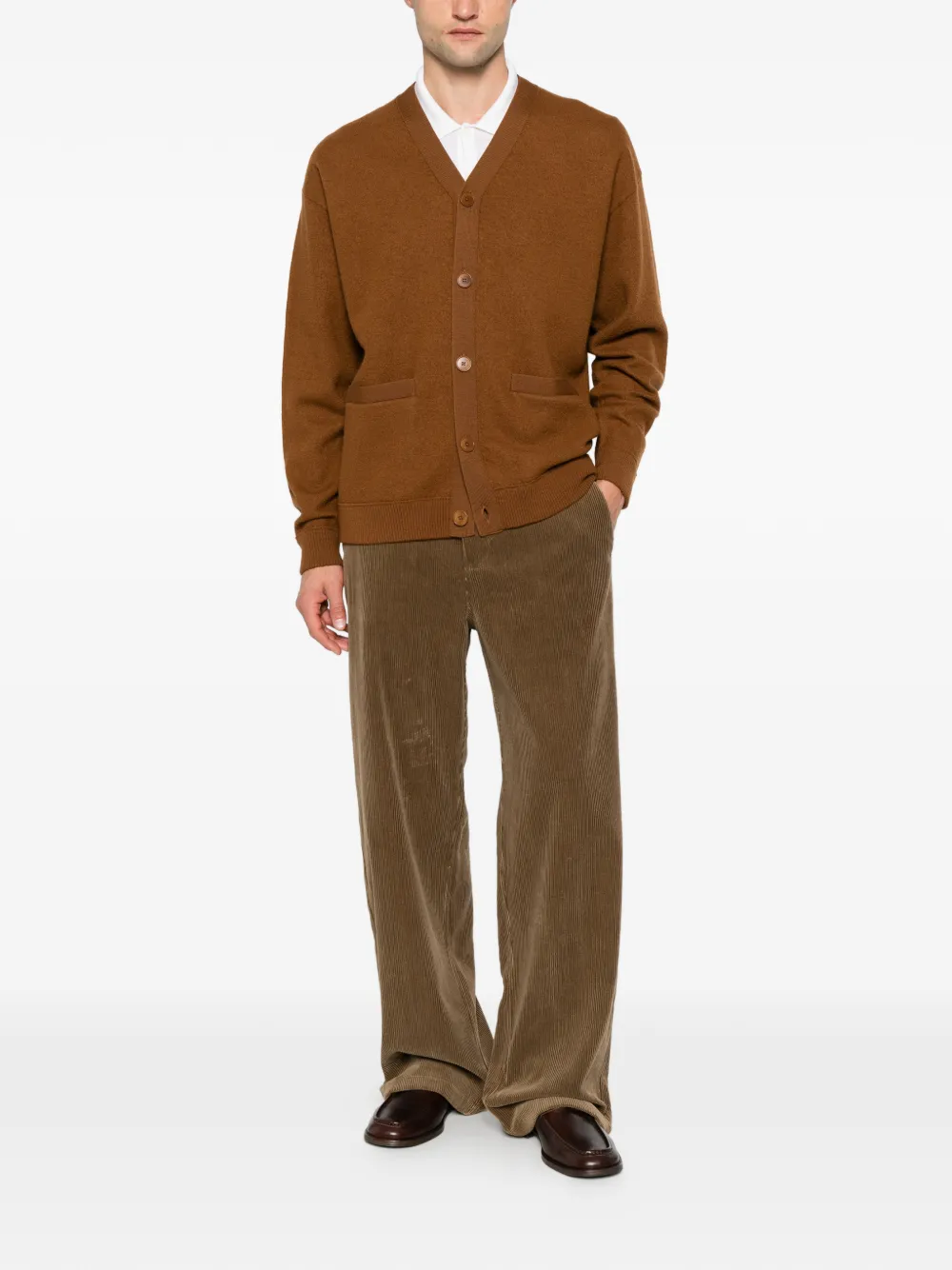 Drykorn Tello V-neck button-up cardigan Bruin