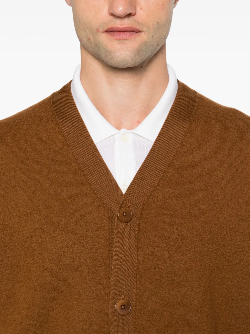 Drykorn Tello V-neck button-up cardigan Bruin