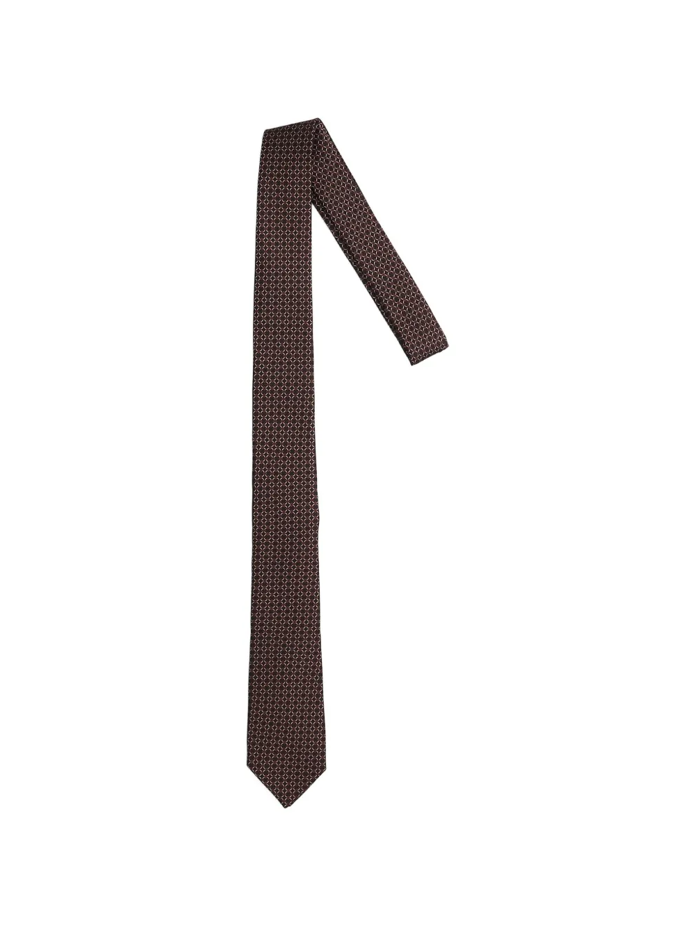 Lardini geometric-pattern silk tie Bruin