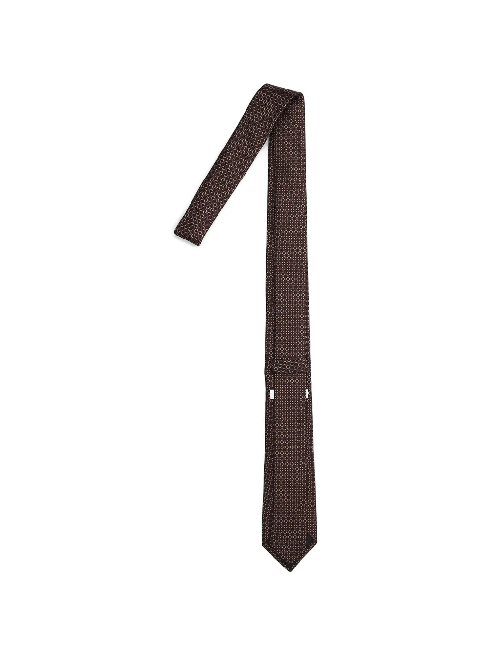 Lardini geometric-pattern silk tie Bruin