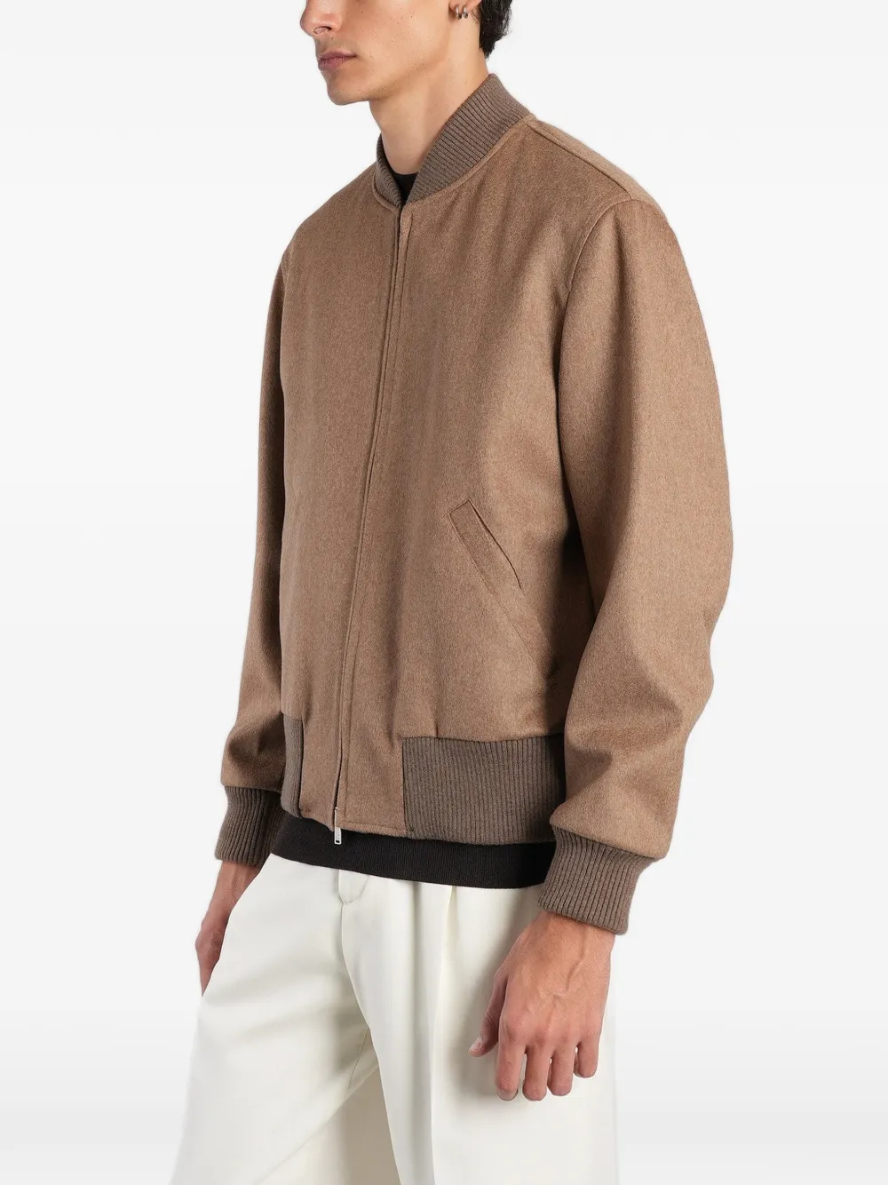Lardini ribbed-trim bomber jacket Beige