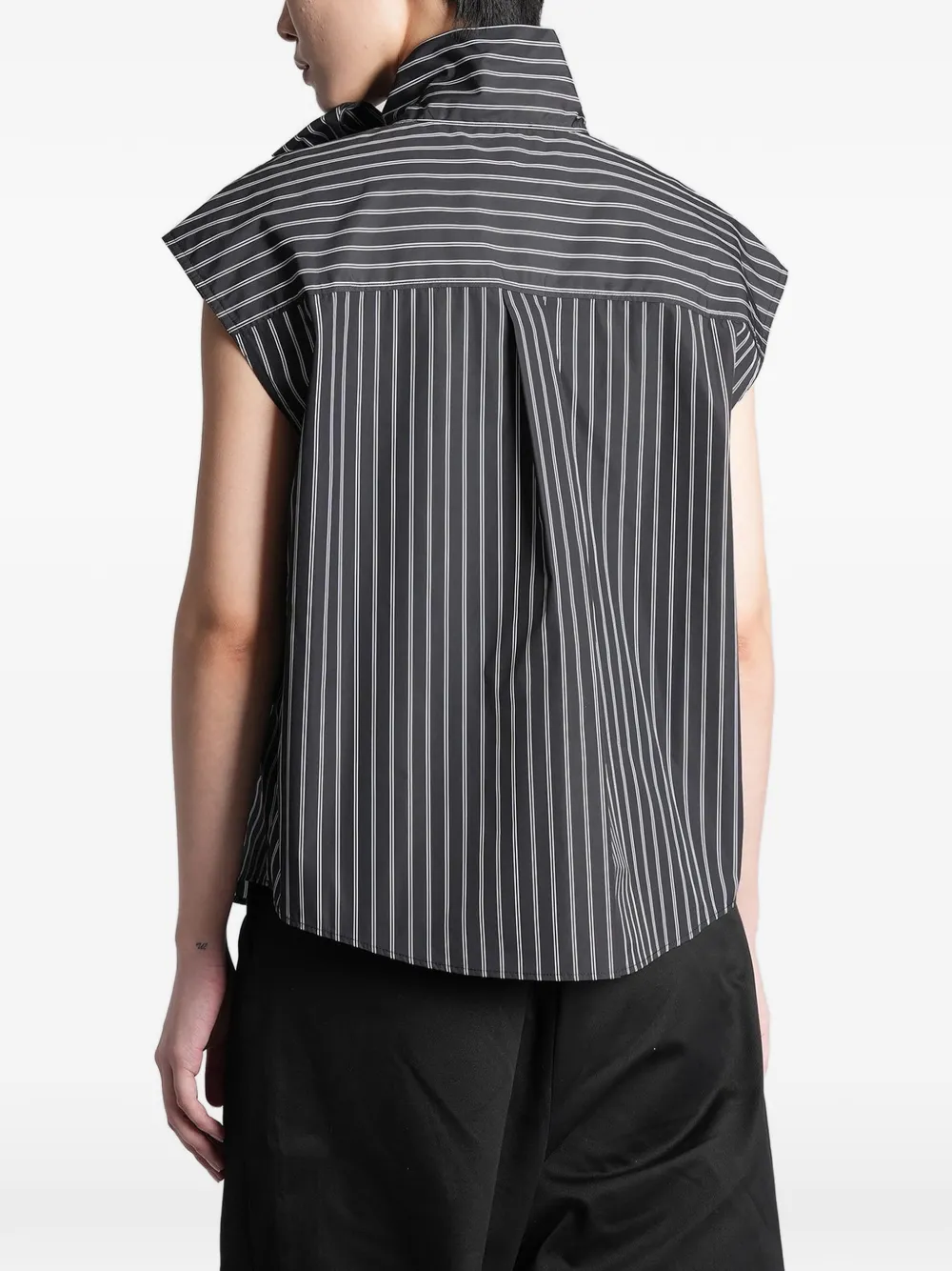 Marni pinstripe-print pussy-bow top Zwart