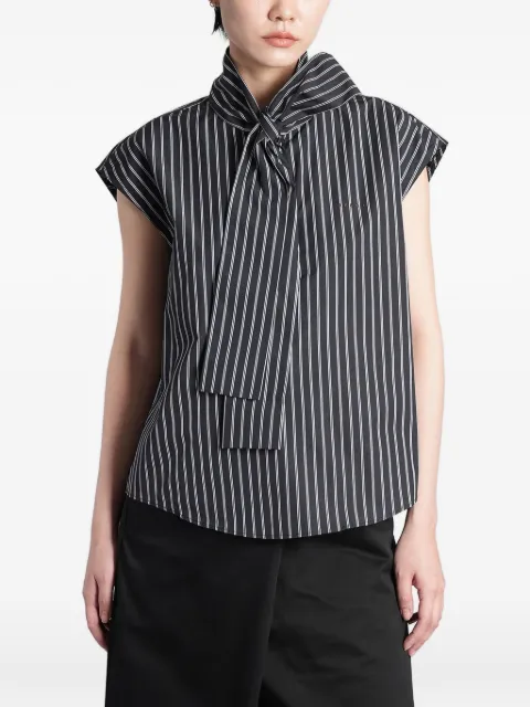 Marni pinstripe-print pussy-bow top