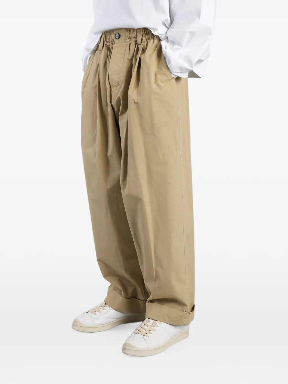 Marni Plooibroek met wijde pijpen Beige