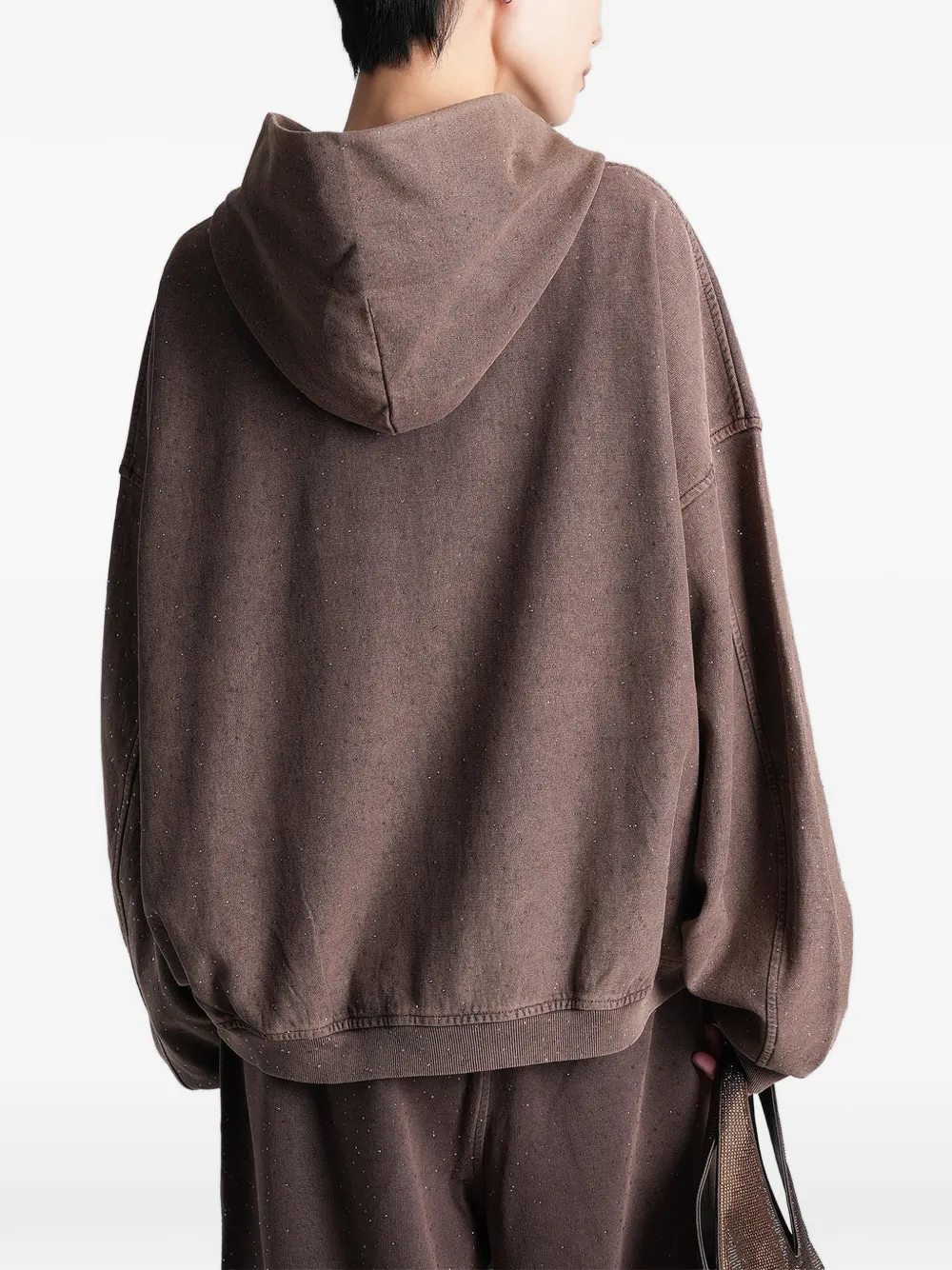 Alexander Wang Oversized hoodie met rits en kristallen Bruin