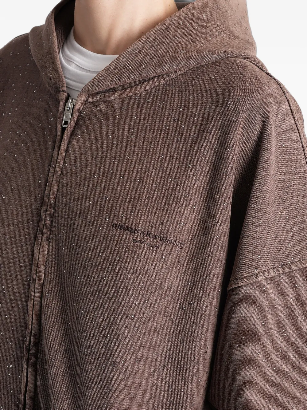 Alexander Wang Oversized hoodie met rits en kristallen Bruin