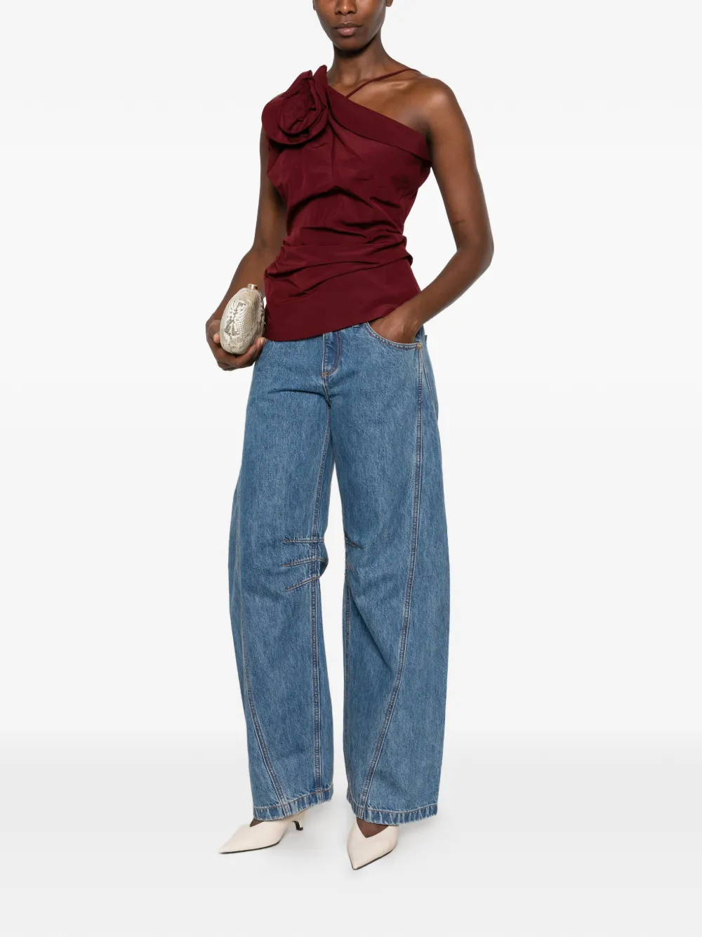 Magda Butrym flower-detail draped top Rood