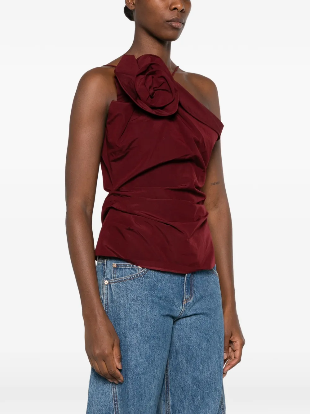 Magda Butrym flower-detail draped top Rood
