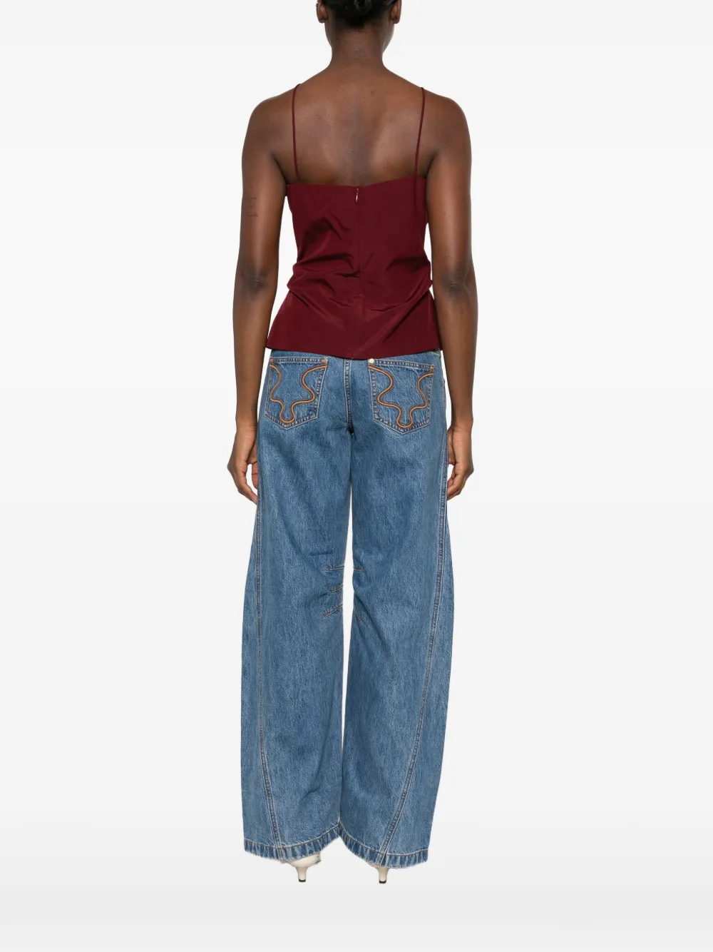 Magda Butrym flower-detail draped top Rood