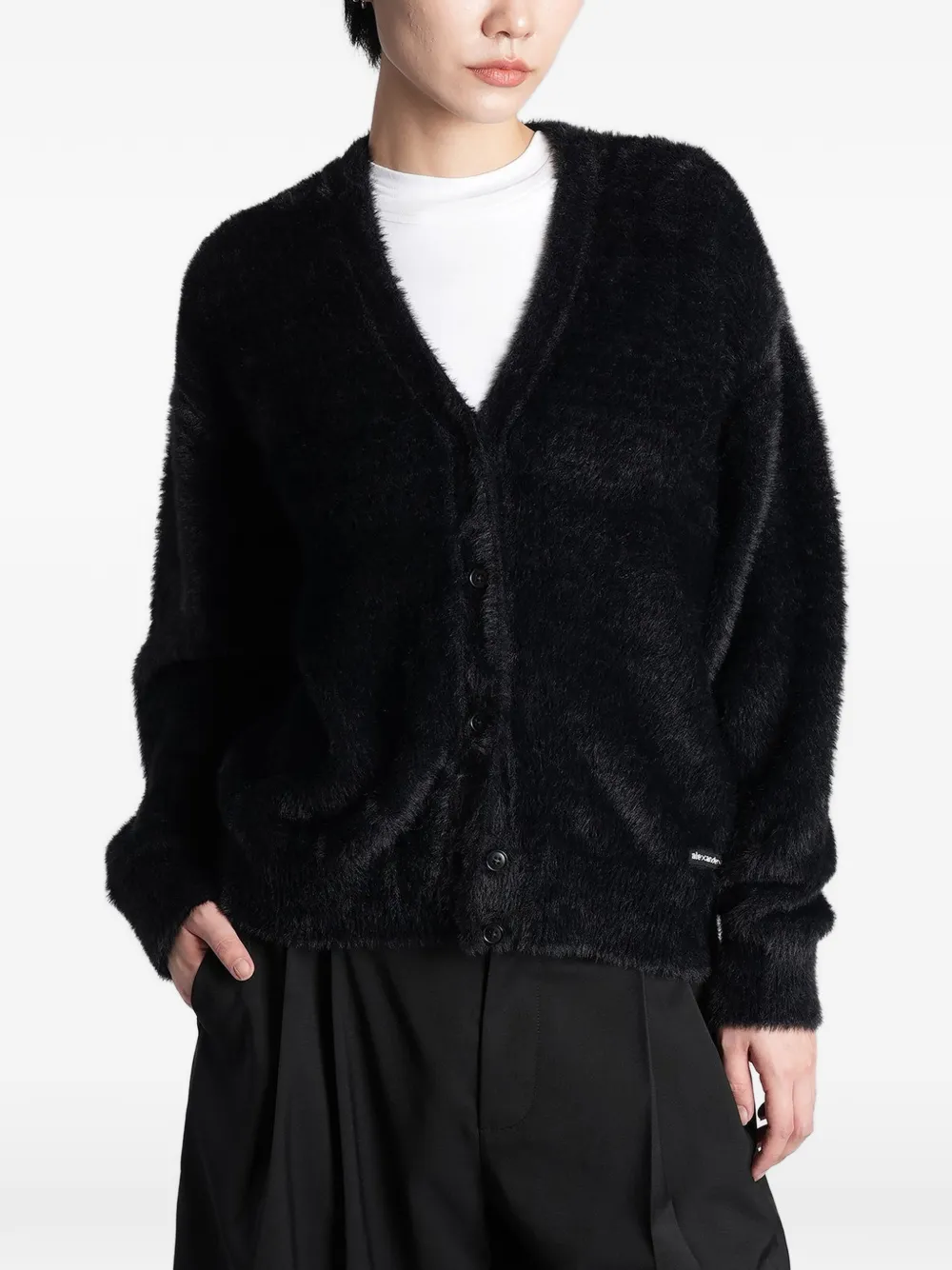 Alexander Wang textured chenille V-neck cardigan - Noir Alexander Wang textured chenille V-neck cardigan - Noir