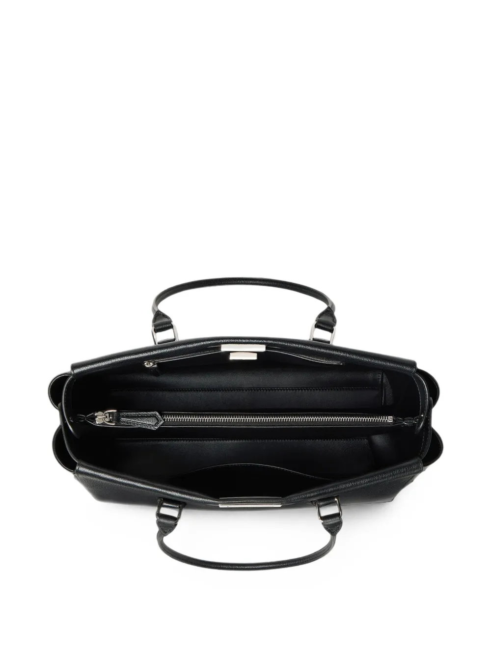 FENDI Kleine Peekaboo leren shopper met textuur Zwart