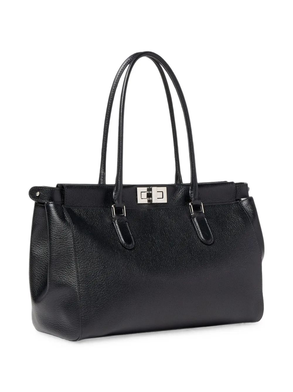FENDI Kleine Peekaboo leren shopper met textuur Zwart