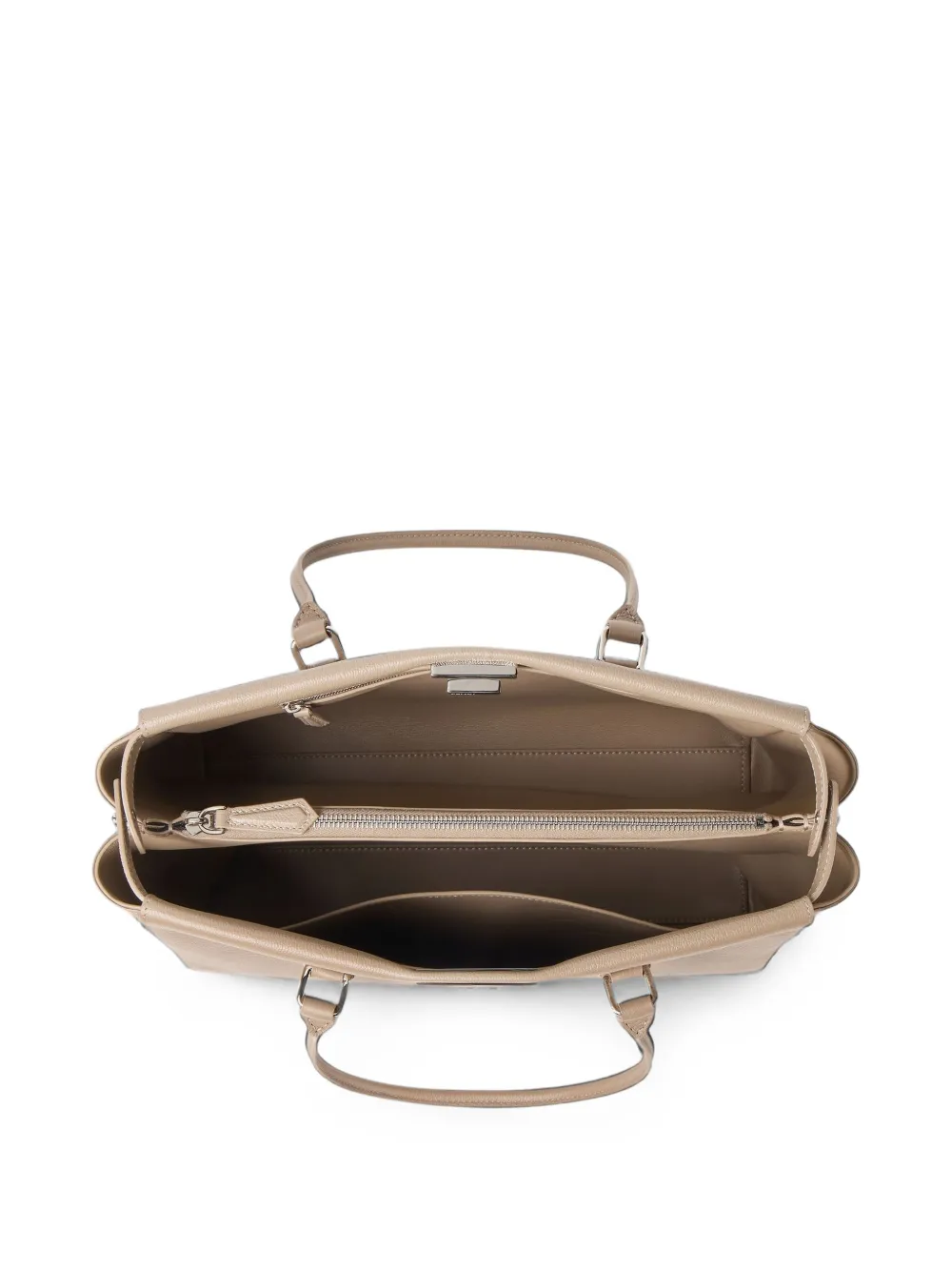 FENDI Kleine Peekaboo leren shopper met textuur Beige