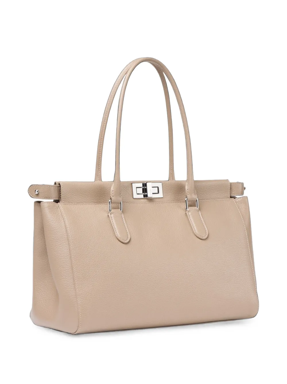 FENDI Kleine Peekaboo leren shopper met textuur Beige