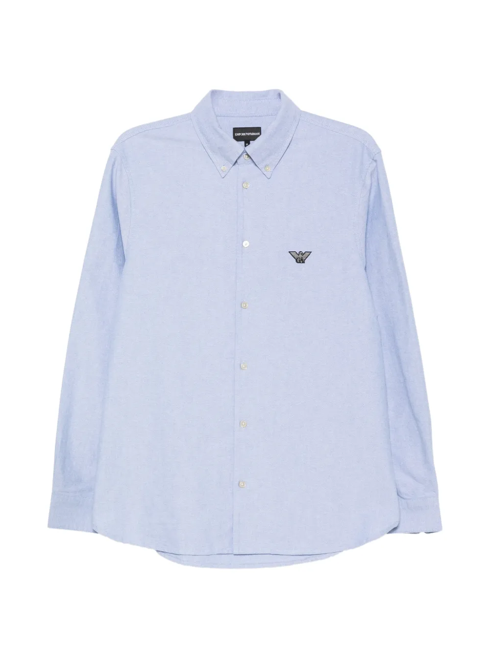 Emporio Armani logo-patch button-down shirt - Blu