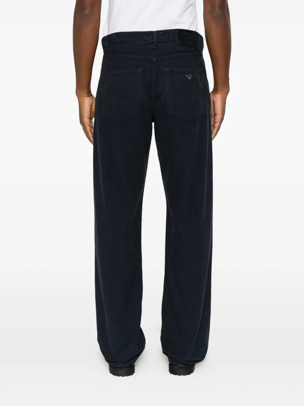 Emporio Armani corduroy-effect straight-leg jeans Blauw