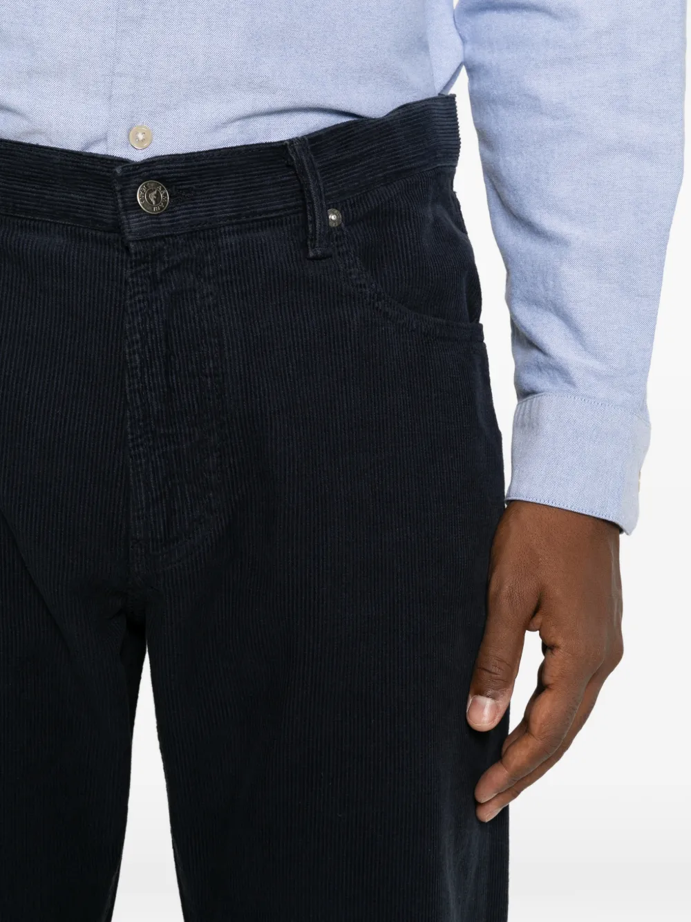 Emporio Armani corduroy-effect straight-leg jeans Blauw