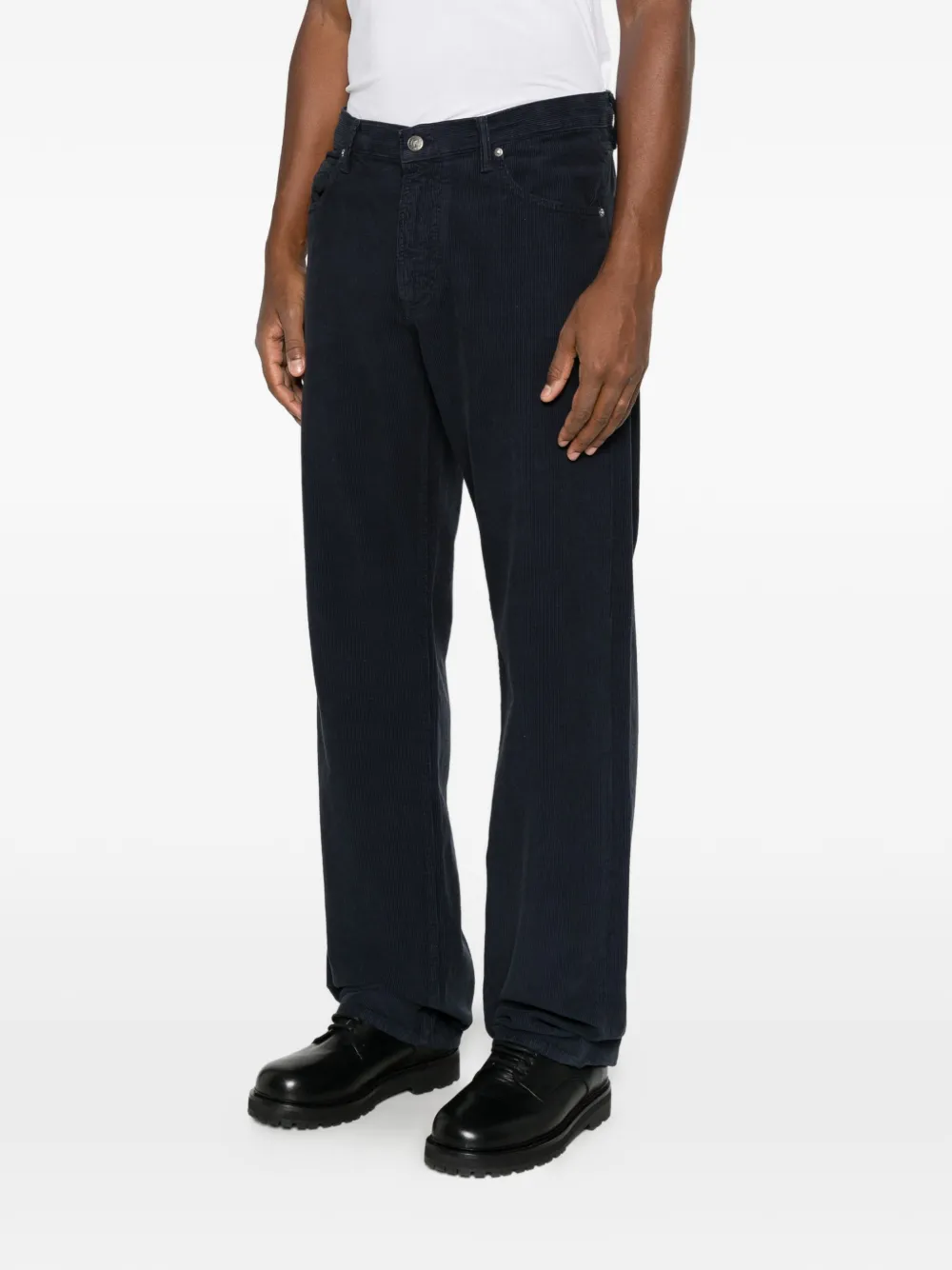 Emporio Armani corduroy-effect straight-leg jeans Blauw