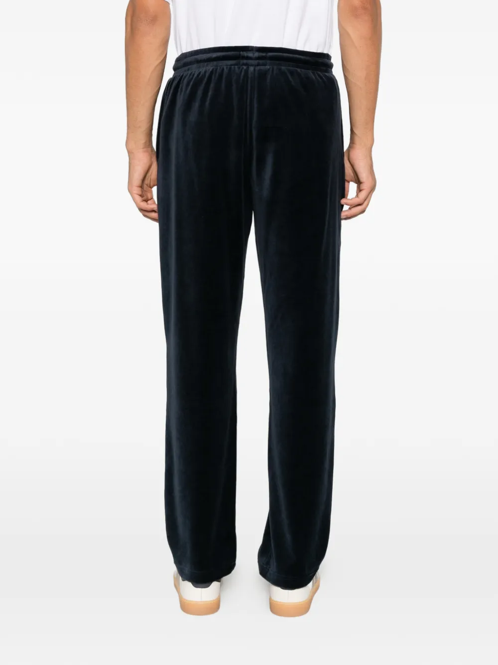 Emporio Armani velvet-effect drawstring track pants Blauw