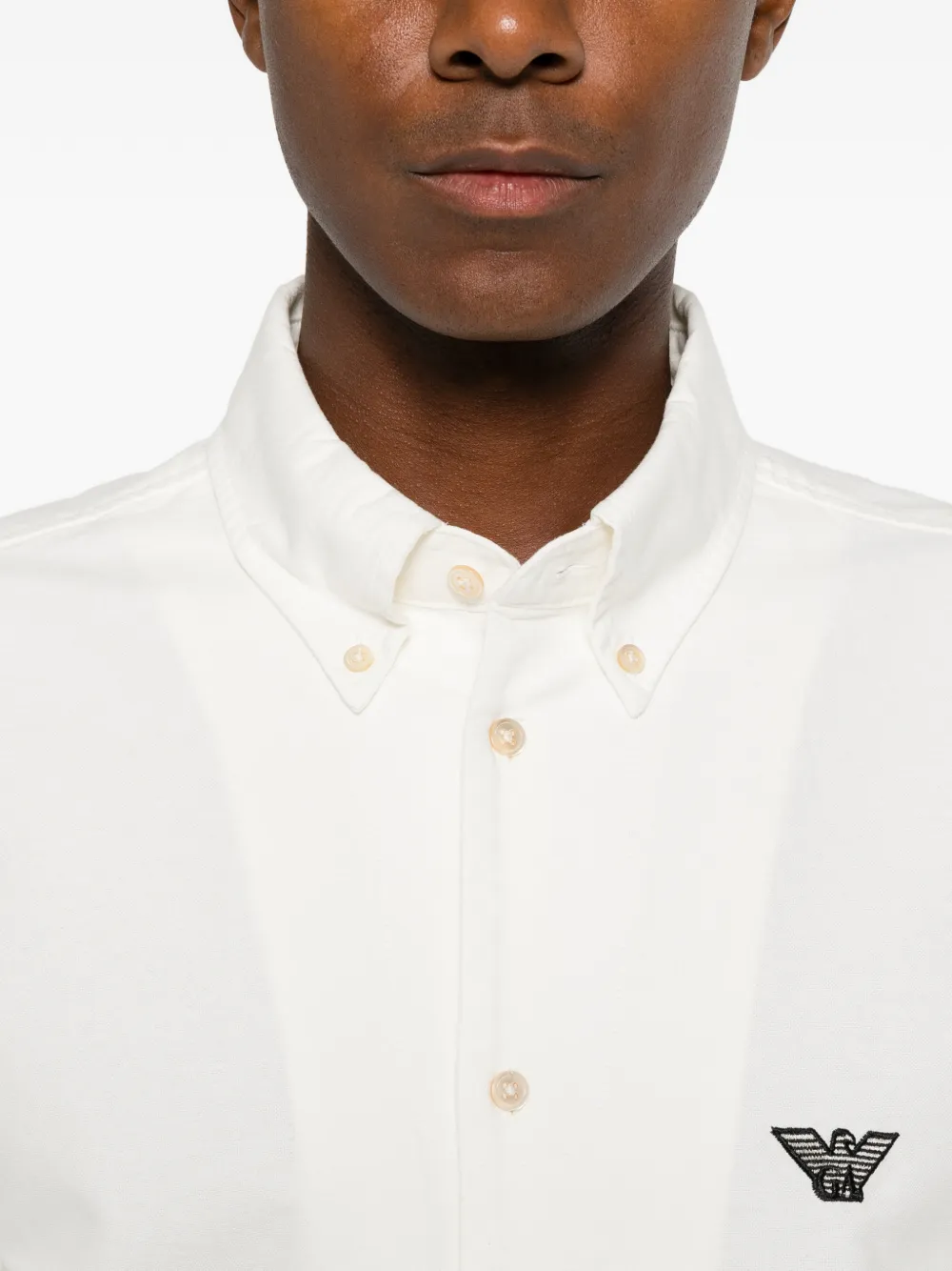 Emporio Armani Overhemd met knoopsluiting en logopatch Beige