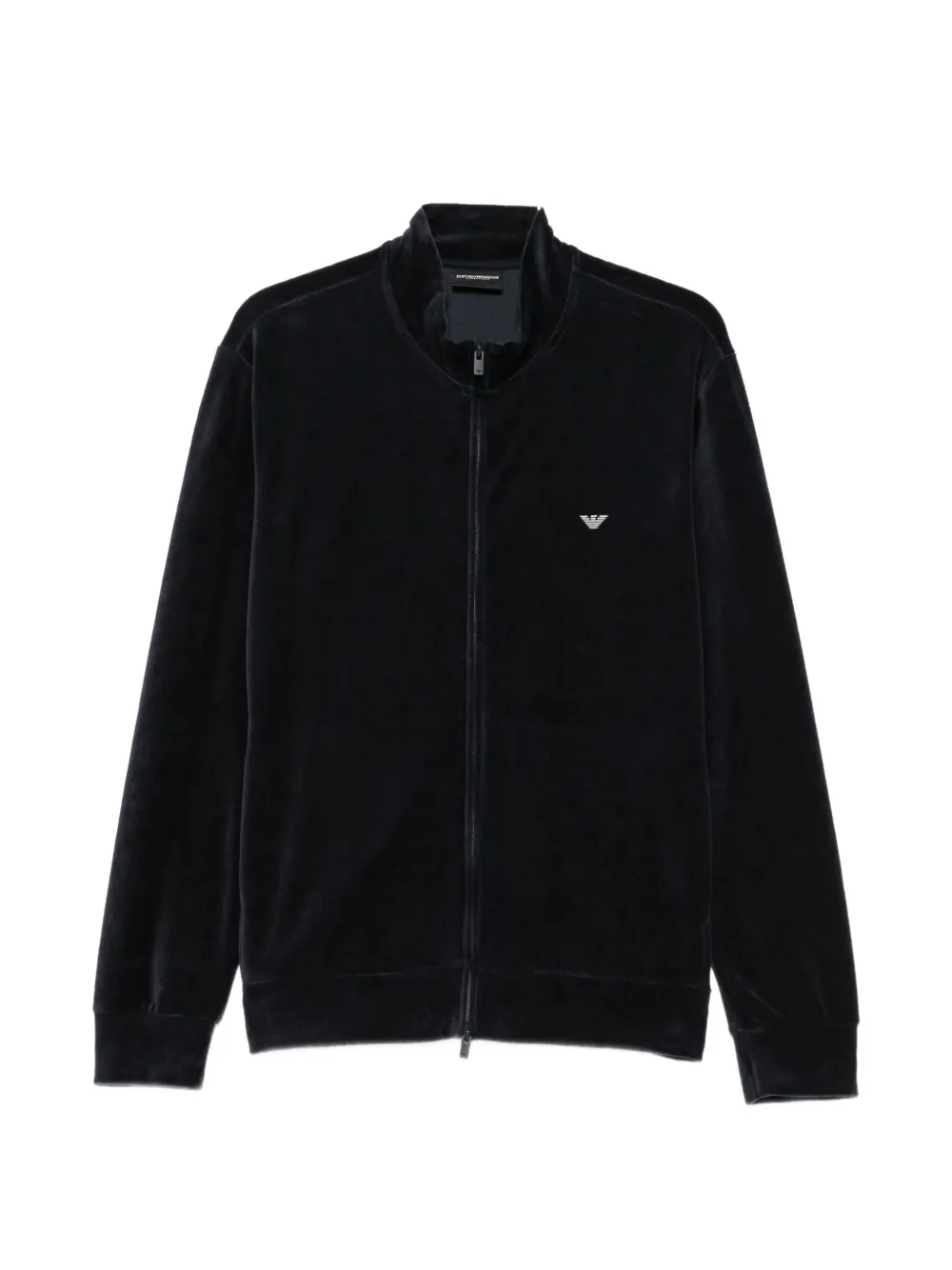 Emporio Armani velvet zip-up sweatshirt Blauw