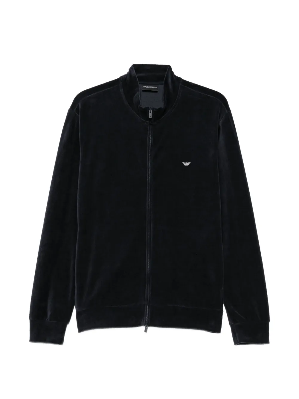 Emporio Armani velvet zip-up sweatshirt - Blu