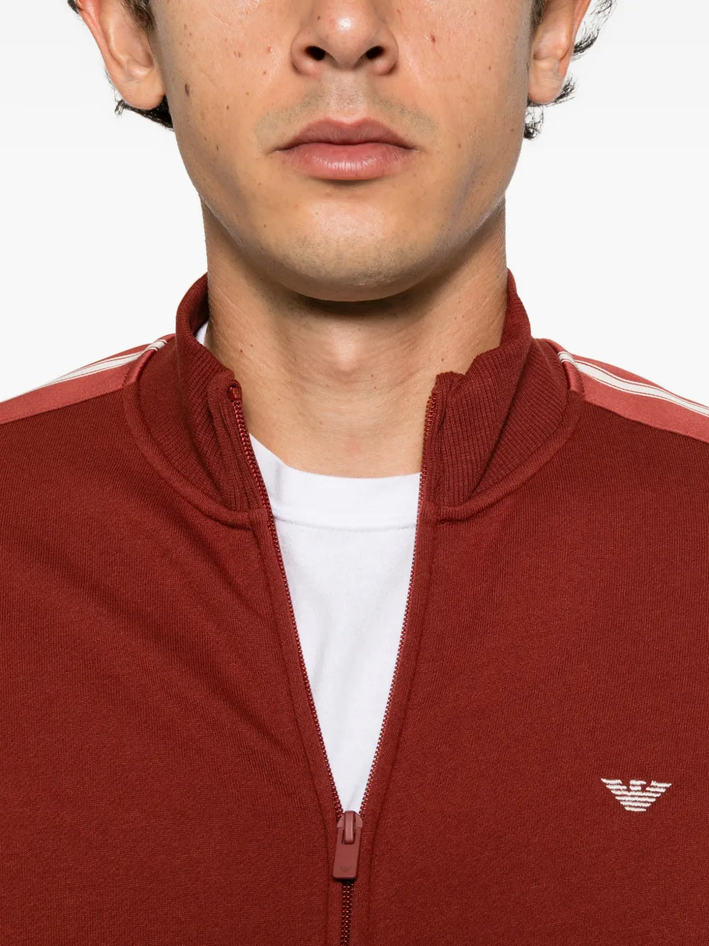 Emporio Armani logo-embroidered zip-up tracksuit Rood