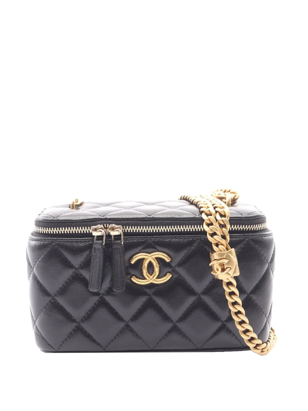 CHANEL Pre-Owned 2021-2026 Small Quilted Lambskin Pillow Crush Case with Chain vanity bag - Nero